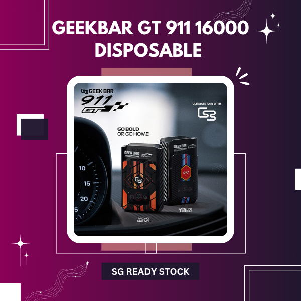 Geekbar 911 GT 16000 Puffs racing edition disposable vape with smart LED screen display