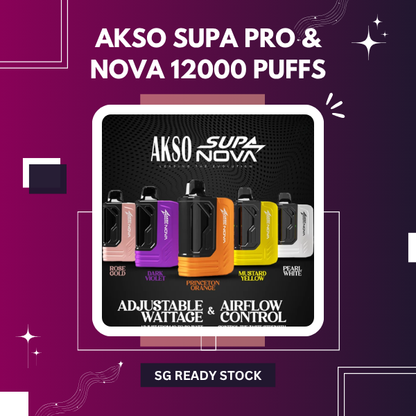 Akso Supa Pro and Nova 12000 Puffs closed pod device with smart screen and child lock