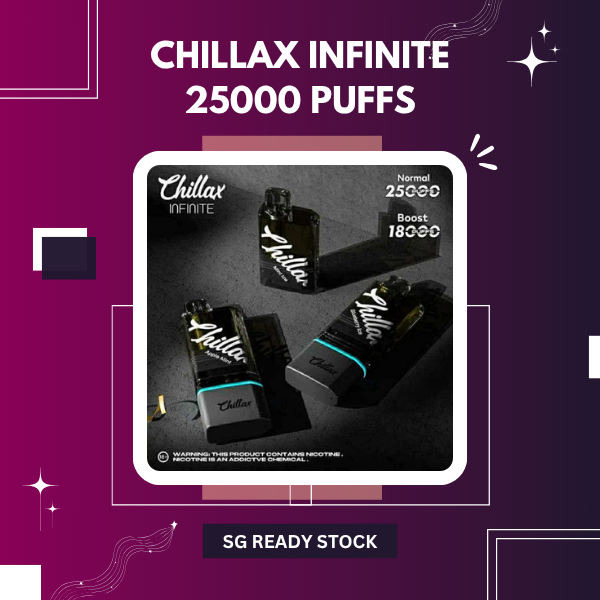Chillax Infinite 25000 Puffs disposable vape device featuring a clear e-juice view window and slim ergonomic design