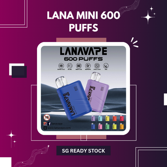 LANAVAPE Mini 600 Puffs disposable vape device showing its ultra compact pocket size and colorful flavor variants