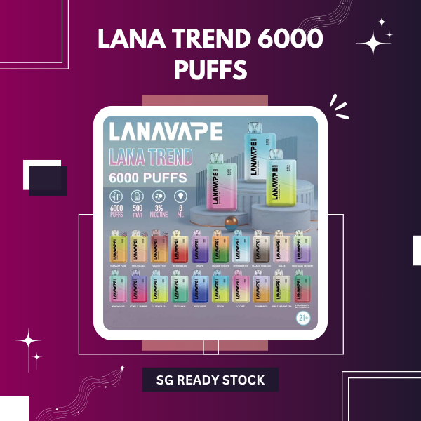 Lana Trend 6000 Puffs Thai Mango flavor disposable vape device showing its sleek gradient design and compact body.