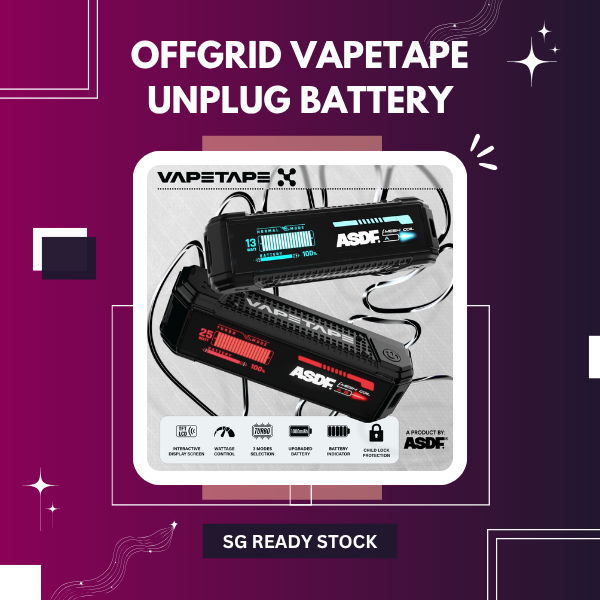 Offgrid Vapetape Unplug Battery 1000mAh device with interactive smart screen display