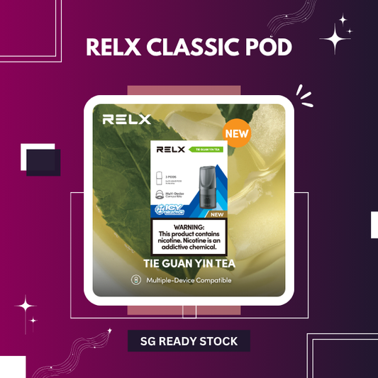 Close-up shot of an authentic RELX Classic Pod three-pack refill packaging