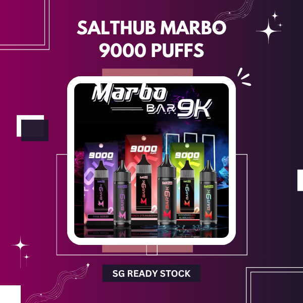Salthub Marbo Bar 9000 Puffs disposable vape with premium mesh coil and adjustable bottom airflow valve