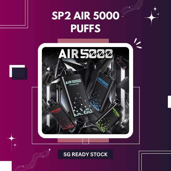 SP2S Air 5000 Puffs disposable vape device showing the ultra-slim aluminum alloy body profile