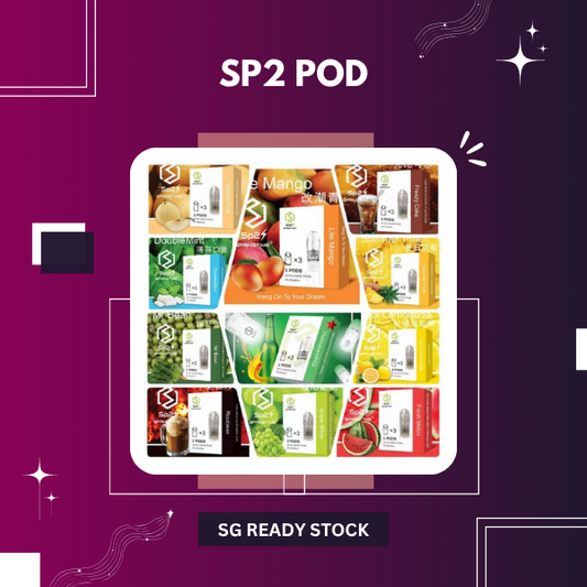 Pack of authentic SP2 Pods showing the premium 2ml e-liquid capacity cartridge and retail packaging.