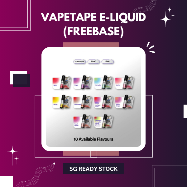 Vapetape Freebase E-Liquid 15ml bottle with 6mg nicotine strength by ASDF